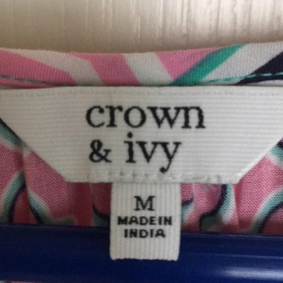 CROWN & IVY pink and teal top - Picture 2 of 5